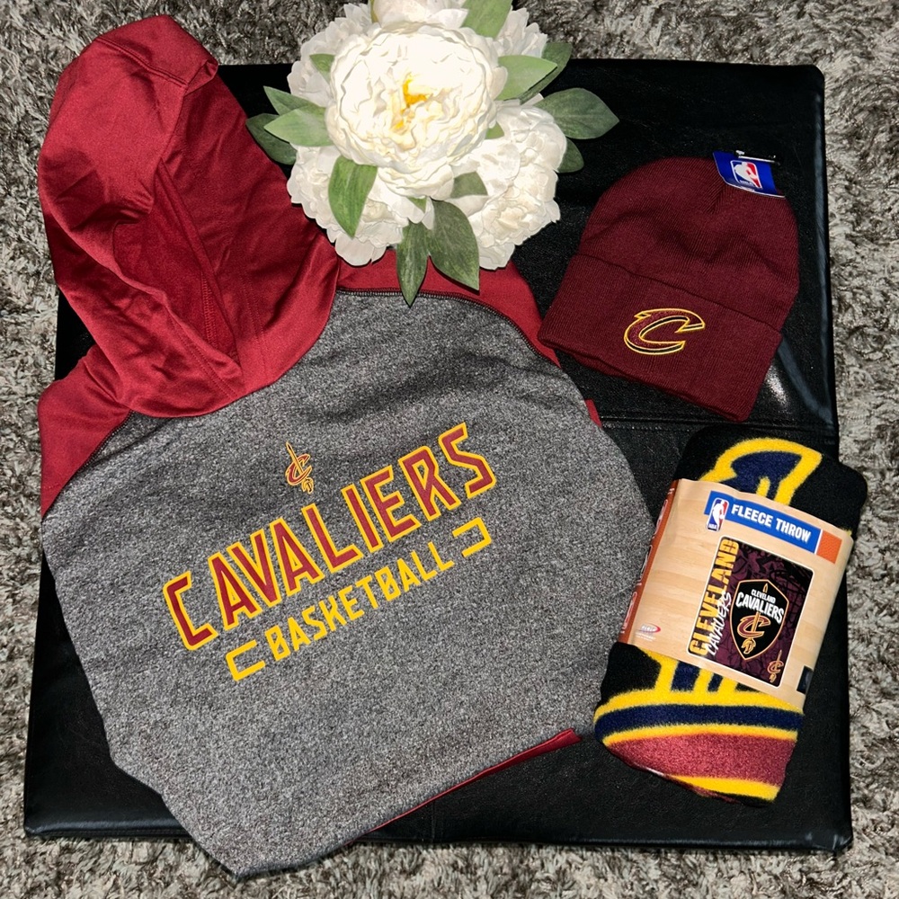 Cavs Basketball Hoodie Red and Gray